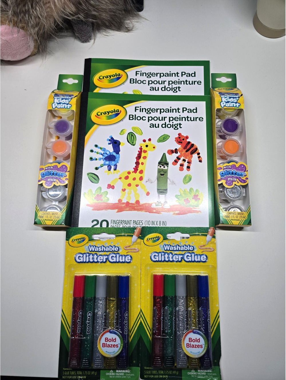 Crayola Finger Paint Pad + Washable Kids Paint Glitter Mix & Glitter Glue